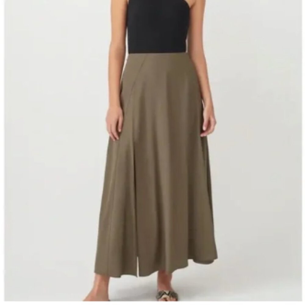 Cuyana Tencel Split Front Maxi Skirt - Olive Green, Small